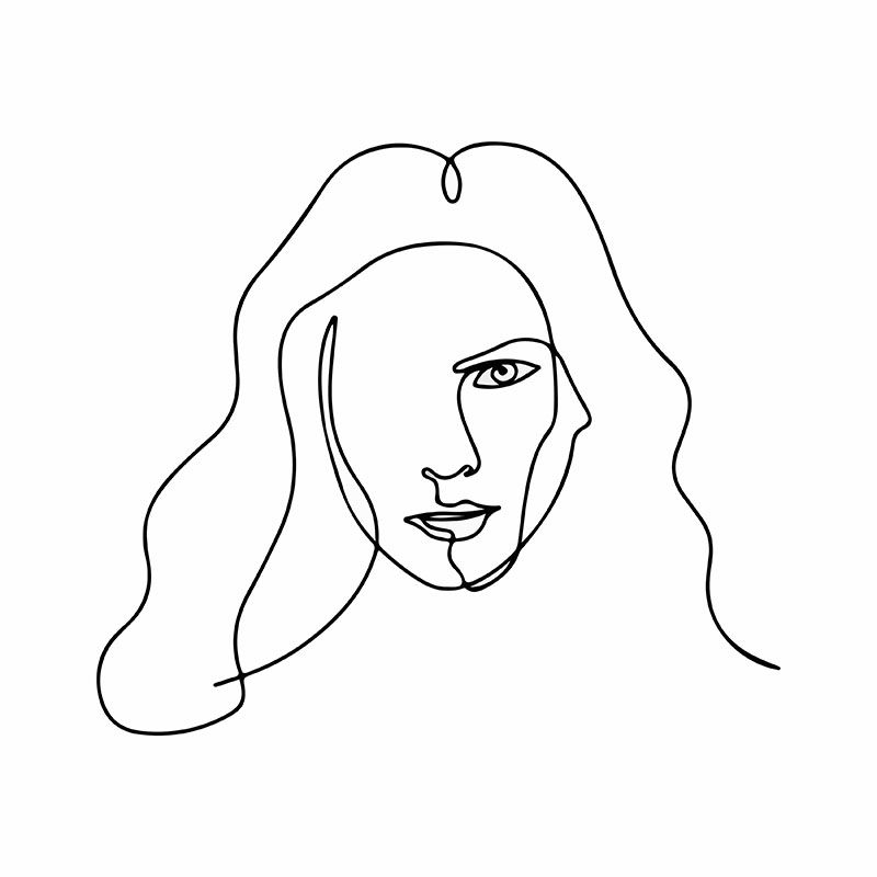 Πίνακας σε καμβά Line Art Female Head 